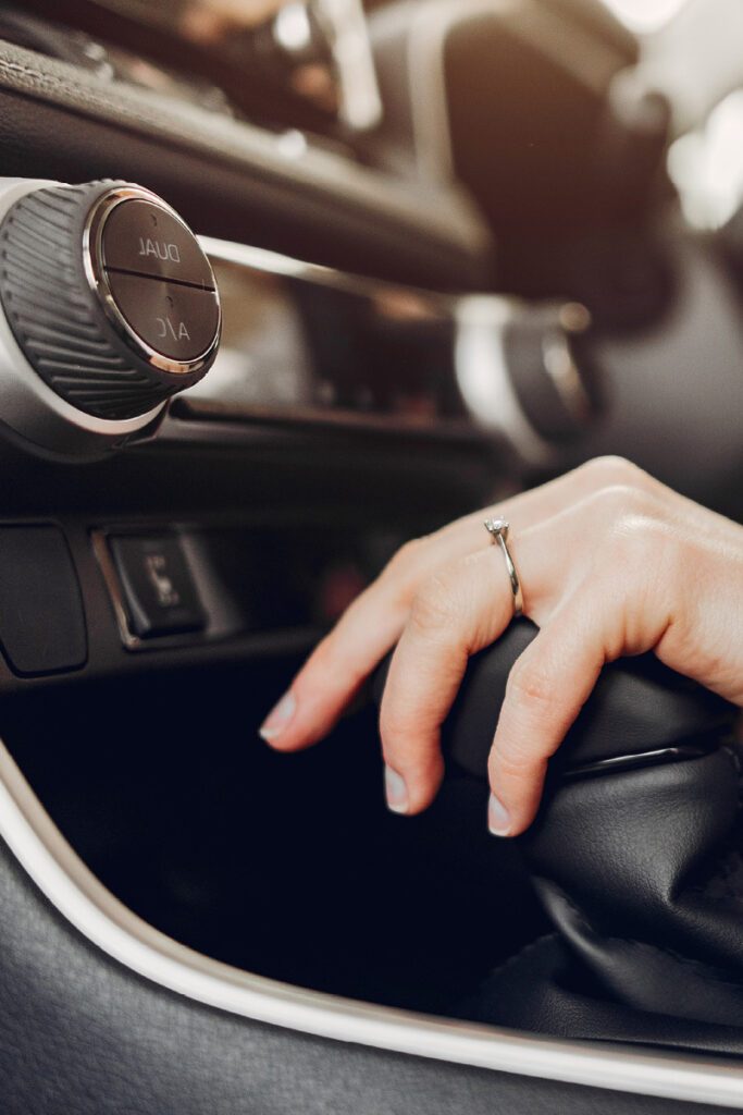 Female opening car using key fob