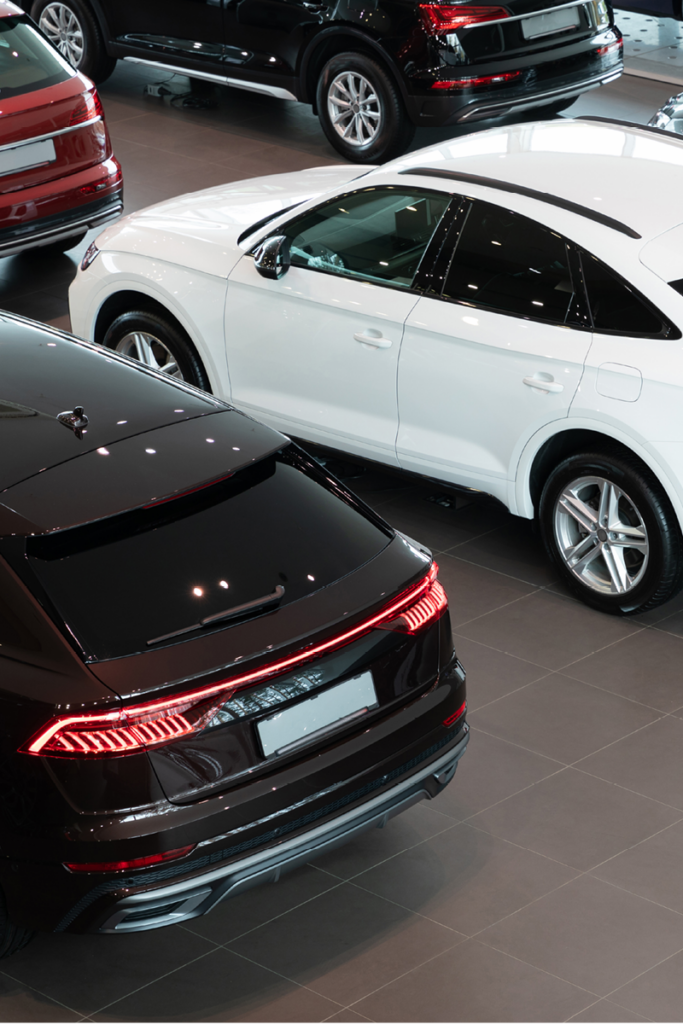 Audi cars in showroom
