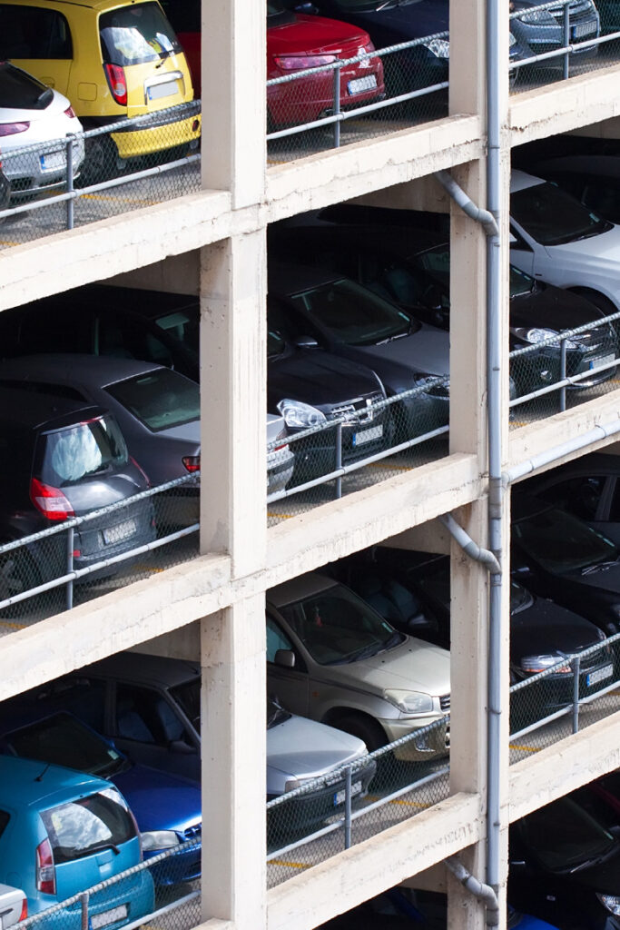 Cars parked in multi story car park