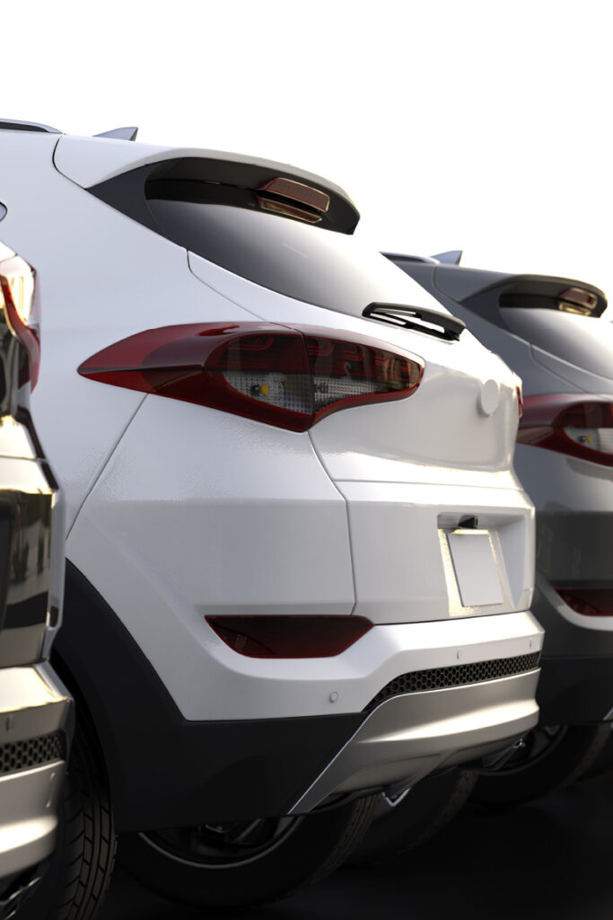 Electric and hybrid cars in a line