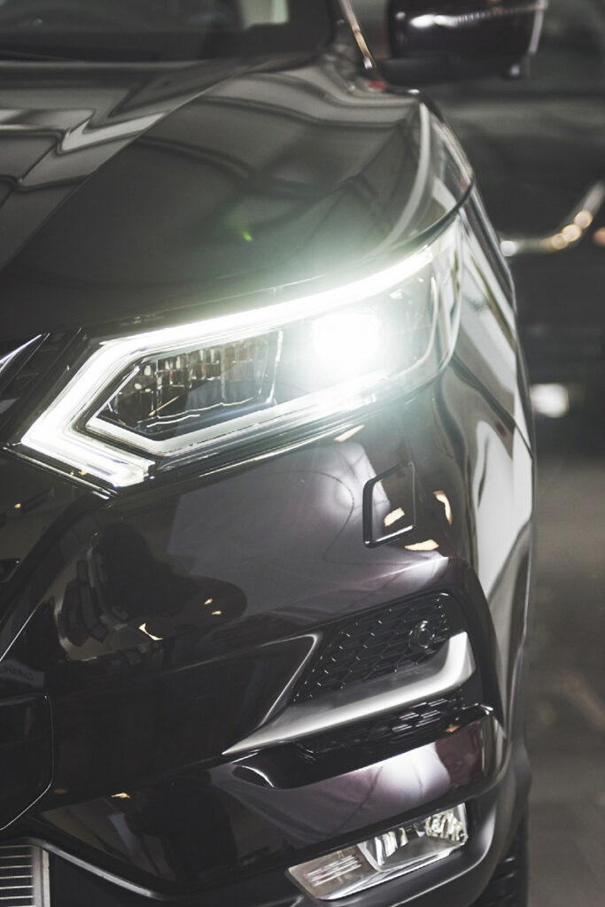 Nissan headlight close up