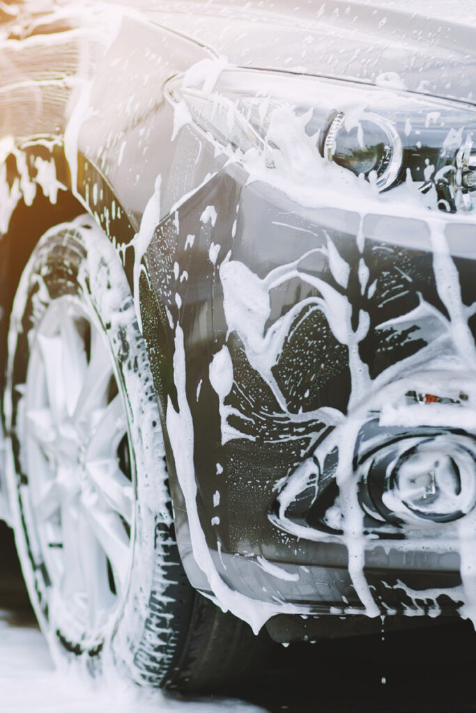 Hand washing a car