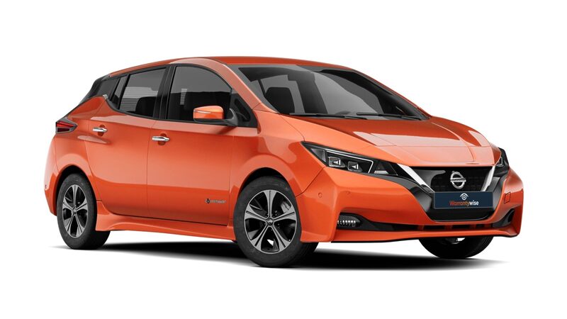 an image of an orange nissan leaf with a white background
